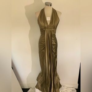 slim fit dress slacks Strapless Gold Drape Dress – VESTIDO